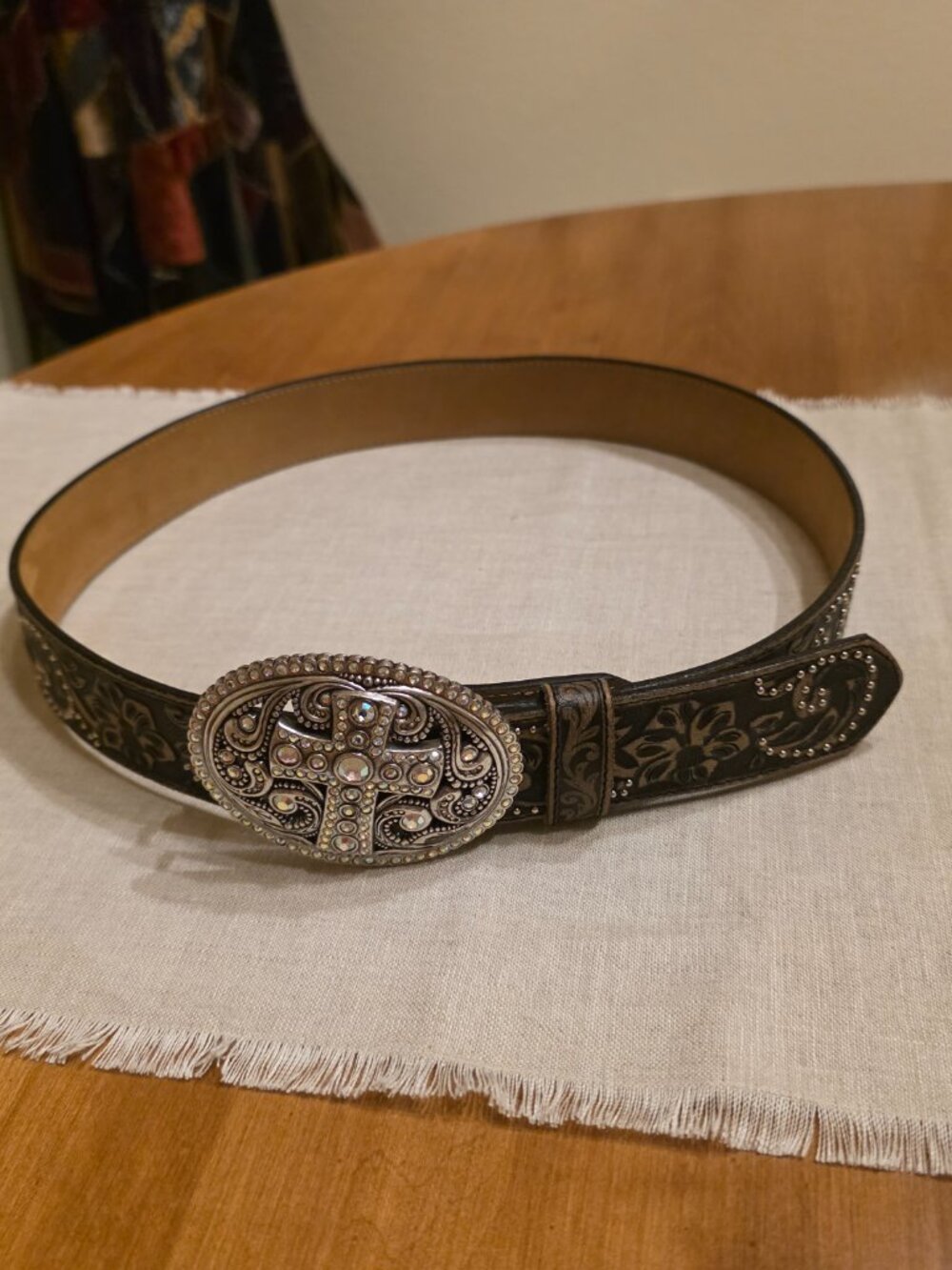 Justin Western Leather Belt w/Rhinestones